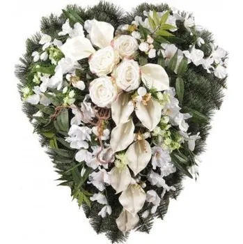 Věnec Věnec srdce borovicové 90 x 100 cm, bílo-krémová