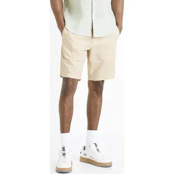 Pánské oblečení Celio Lněné kraťasy Dolincobm - Pánské Celio krémová 2257196