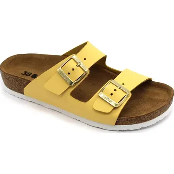 Dámská zdravotní obuv Leon 4010 Dámské zdravotní korkové pantofle - Žlutá bakar Velikost: 37
