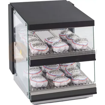 Ohřívač na hamburgery, ohřevná vitrína, dvě police, 0,98 kW, 550x707x691 mm | RESTO QUALITY, RQBIN552