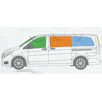 Plachta na motorové vozidlo Konig Sluneční clony Mercedes Benz V Class 2015+ ( Vito, Viano 2015+ ) Varianta: 2. řada levá (46/50 x 92/93 cm)