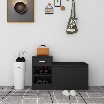 Botník vidaXL Lavice s botníkem černá 94,5 x 31 x 57 cm kompozitní dřevo