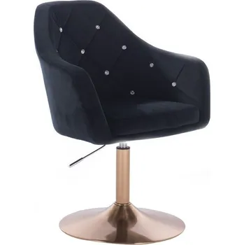 LuxuryForm DESIGN Kosmetické křeslo ROMA VELUR na zlatém talíři - černé