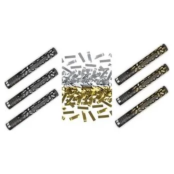 Konfeta SADA Konfety 40 cm ZLATÉ - STŘÍBRNÉ metalické - Silvestr - 6 ks