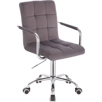 LuxuryForm DESIGN Kosmetická židle VERONA VELUR na stříbrné podstavě s kolečky - tmavě šedá