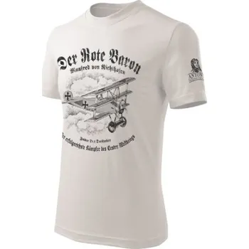 Pánské tričko ANTONIO Triko trojplošník FOKKER DR.1 DREIDECKER BÍLÉ S BÍLÁ - WHITE