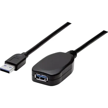 Elektrická zásuvka Manhattan USB kabel USB 3.2 Gen1 USB-A zástrčka, USB-A zásuvka 5.00 m černá 150712