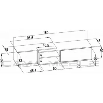 Televizní stolek Cama TV skříňka SIGMA1 180 dub sonoma/černý lesk