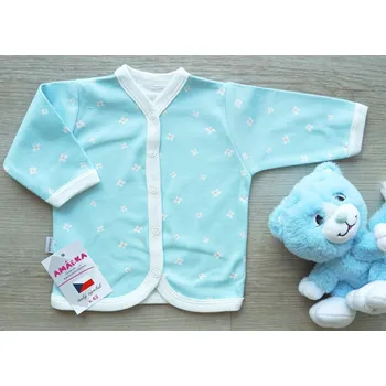 Kojenecká bunda AMÁLKA Bavlněný, kojenecký kabátek tyrkysový, malé květinky Velikost: 68