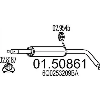 Tlumič výfuku Střední tlumič výfuku MTS 01.50861