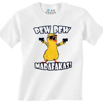 Chlapecké tričko Dětské tričko Gangsta Káčátko Pew Pew Madafakas! (Od 3 do 13 let) (Velikost: 7-8, Barva: Bílá)
