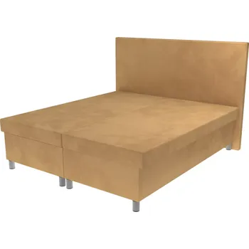 Postel Manželská postel Valerie na nohách s hladkým čelem, lamelovým roštem a úložným prostorem - Béžová, 160x200 cm, Bez navýšení, Molitanová 13 cm