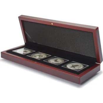 Obal pro sběratelský předmět Leuchtturm - Mahagonová etuje pro 4 kapsle Quadrum