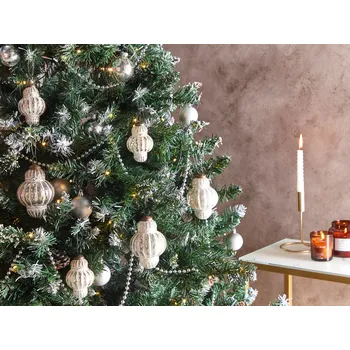 Beliani Sada 6 ozdob CREMEUX Sklo Stříbrná