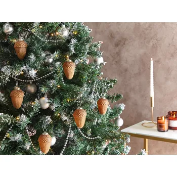 Vánoční ozdoba Sada 6 vánočních ozdob zlatá skleněné koule na vánoční stromeček baňky ručně vyrobené vánoční ozdoby Beliani