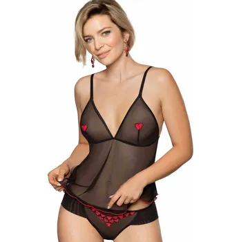 Dámská erotická košilka Róža Rubii černá, VELIKOST L/XL