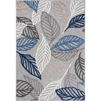 Koberec Moderní koberec Aventura - listy 3 - šedý/modrý Rozměr koberce: 80x200 cm