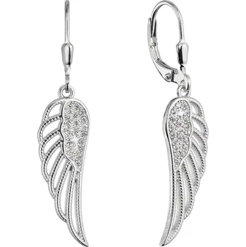 Náušnice Stříbrné dlouhé náušnice andělská křídla se zirkony 11544.1