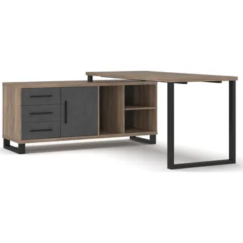 Psací stůl Rohový psací stůl ROSOLINI barva dub tabaco/matera