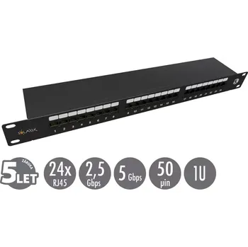 Patch panel 19" patch panel Solarix 24 x RJ45 CAT5E STP 1U SX24-5E-STP-BK-N