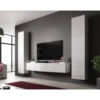 Obývací stěna Cama Obývací skříň sestava VIGO SLANT 2 bílá/bílý lesk