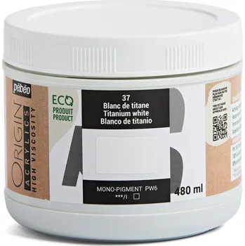 Výtvarná barva Akrylová barva Pébéo Origin Acrylics - 37 Titanium White Objem: 480 ml