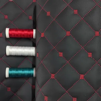 Ekokůže MIX 3x3 cm barva Černá prošívaná Červenými nitěmi, metráž, 145 cm