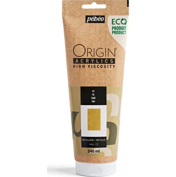 Vodová barva Akrylová barva Pébéo Origin Acrylics - 41 Gold Objem: 240 ml