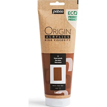 Vodová barva Akrylová barva Pébéo Origin Acrylics - 31 Raw Sienna Objem: 240 ml