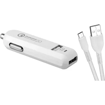 AVACOM CarMAX 2 nabíječka do auta (micro USB kabel), 2x Qualcomm Quick Charge 2.0, bílá barva (AVACOM CarMAX 2 nabíječka do auta (micro USB kabel), 2x Qualcomm Quick Charge 2.0, bílá barva)