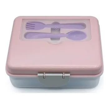 Svačinový box Melii Dvoupatrová krabička na svačinu 1446 ml - růžová