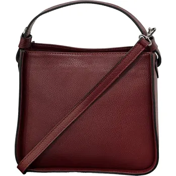 Kabelka Vera Pelle luxusní střední kožená kabelka vínová 2155 DK D10 velka