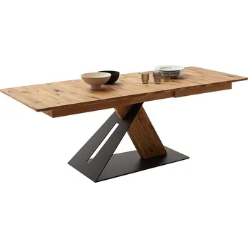 Jídelní stůl Rozkládací jídelní stůl PARRITA dub divoký olejovaný, podnož antracit v kombinaci s dubem