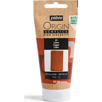 Vodová barva Akrylová barva Pébéo Origin Acrylics - 43 Copper Objem: 60 ml
