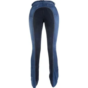 Jezdecké kalhoty HKM Kalhoty jezdecké Summer Denim HKM, s celokoženým sedem, dětské, jeans blue/deep blue 170