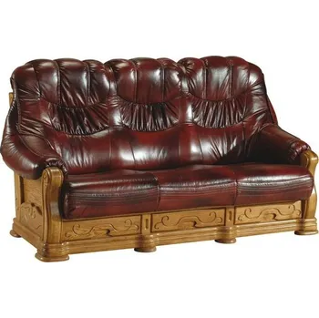 Pohovka Trojmístná pohovka KEVIN kůže Barva: moření wenge, Potah: kůže Madras white