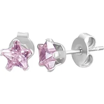 Náušnice Puzetové náušnice z oceli 316L - růžová zirkonová hvězdička