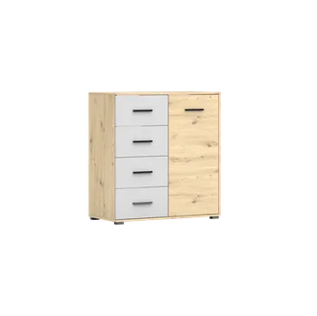 Komoda IDZ Komoda MARSYLIA 1D4S MINI 01, 90 cm Bílá/Dub Artisan