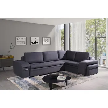 Sedací souprava Falco Rohová sedací souprava Alana, rozkládací s úložným prostorem, pravá, tmavě šedá Inari 94