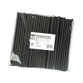 Jednorázové nádobí ECOFOL Ekologické brčko 7/200 mm černé bez plastu ideal pack® bal/250 ks
