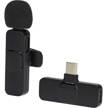 Mikrofon NEDIS bezdrátový mikrofon/ pro notebook / Smartphone / Tablet/ vypínač/ USB-C zásuvka/ kabel 1,8m/ černý