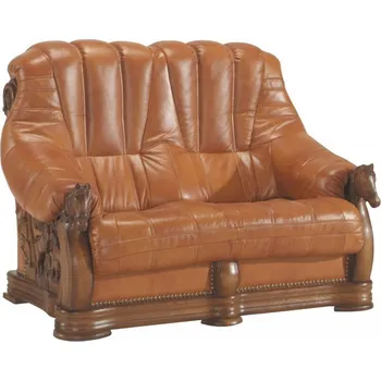 Pohovka Dvoumístná pohovka OTAKAR kůže Barva: moření wenge, Potah: kůže Madras white