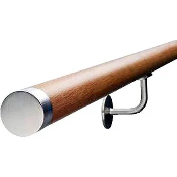 Dřevěné madlo na schodiště s nerezovými koncovkami 3m, EDB-M300-N