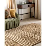 Koberec béžový jutový 160 x 230 cm ručně tkaný běhoun s pruhovaným vzorem boho obývací pokoj ložnice Beliani