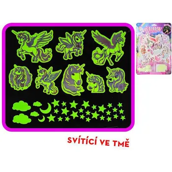 Hračka pro nejmenší Hvězdičky a nálepky jednorožec svítící ve tmě 40 ks