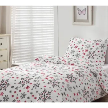 Povlečení Mikroplyšové francouzské vánoční povlečení WINTER TIME white