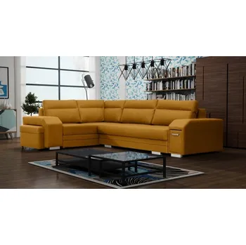 Sedací souprava Falco Rohová sedací souprava ALVIN rozkládací s úložným prostorem, levá, žlutá Malmo 41