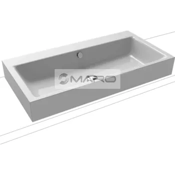 Umyvadlo Kaldewei Puro Umyvadlo na desku ze smaltované oceli 90 x 46 cm, hrana 12 cm, model 3158, s otvorem pro baterii, manhattan, 900806013199