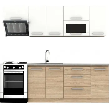 Kuchyňská linka Kuchyňská linka NOVA PLUS 240 cm, dub sonoma/bílá
