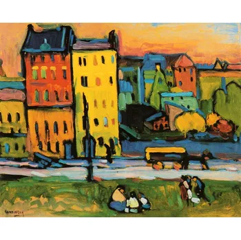 Plakát Plakát, Obraz - Houses in Munich (1908), Wassily Kandinsky